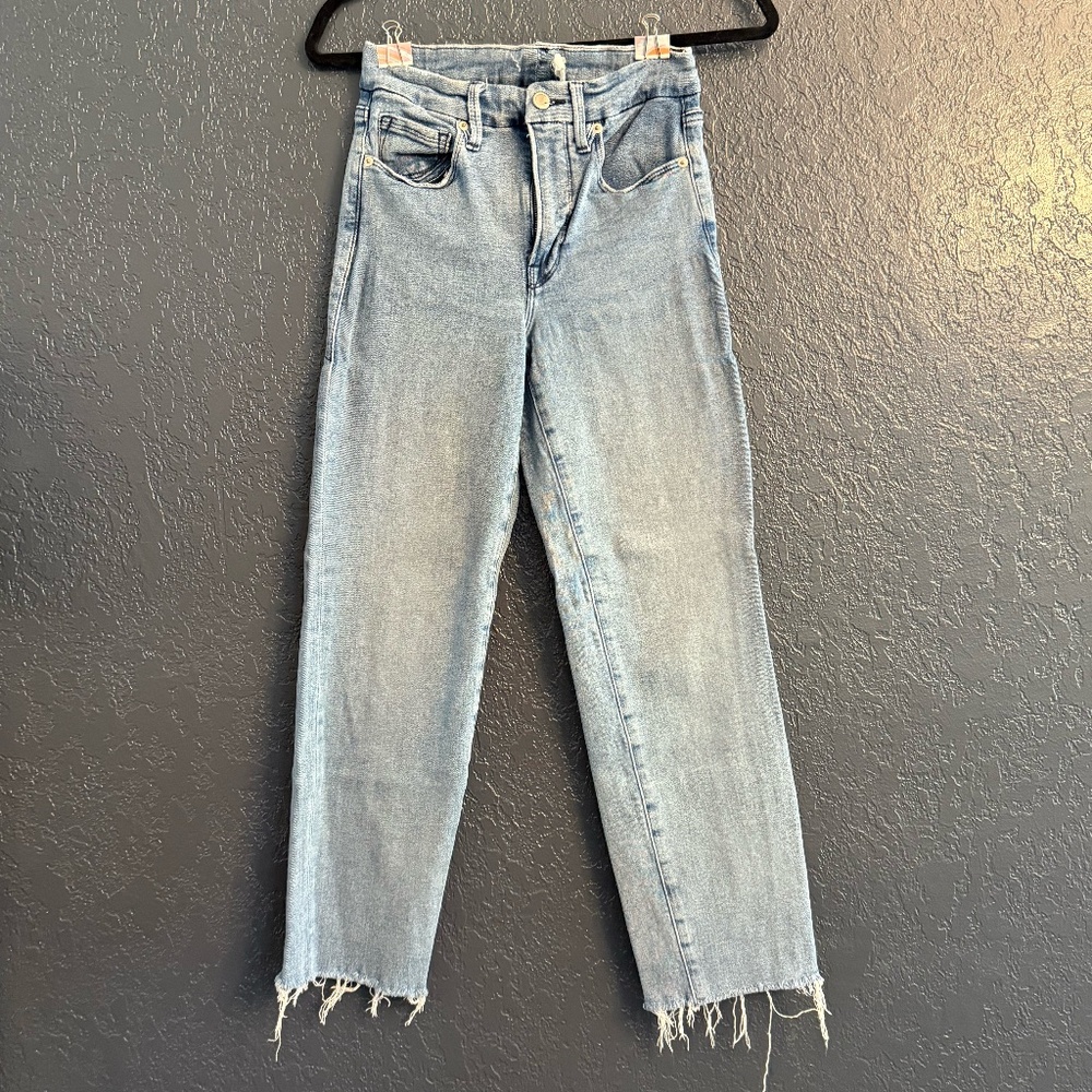 Good American Good Straight Raw Edge Jeans